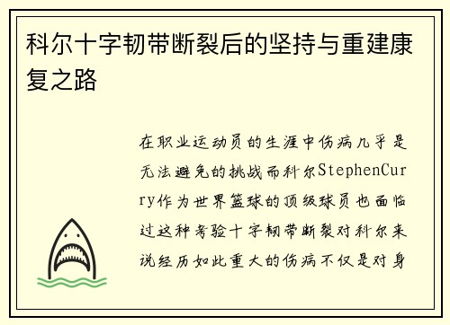 科尔十字韧带断裂后的坚持与重建康复之路