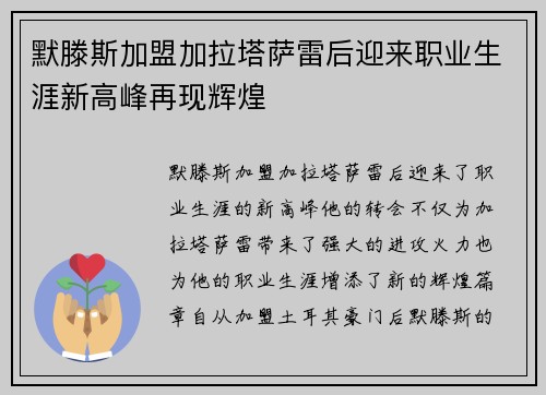 默滕斯加盟加拉塔萨雷后迎来职业生涯新高峰再现辉煌 默滕斯加盟加拉塔萨雷后迎来职业生涯新高峰再现辉煌